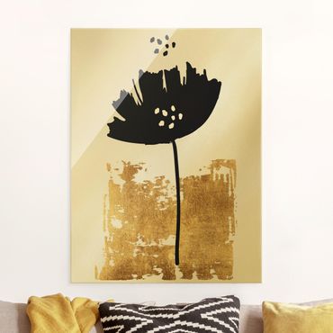 Tableau en verre - Golden Poppy Flower - Format portrait