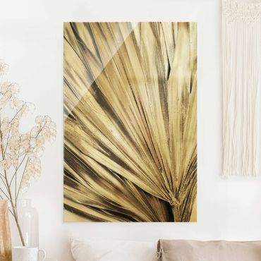 Tableau en verre - Golden Palm Leaves - Format portrait