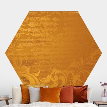Papier peint hexagonal autocollant avec dessins - Golden Baroque