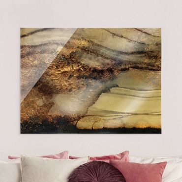 Tableau en verre - Golden Marble Painted - Format paysage