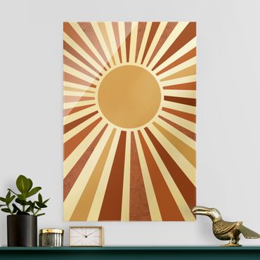 Tableau en verre - Golden Sun Rays  - Format portrait