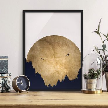 Framed poster - Gold Moon In The Forest