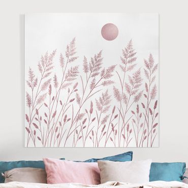 Impression sur toile - Grasses And Moon In Coppery