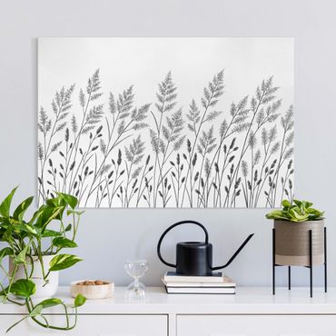 Impression sur toile - Grasses And Moon In Black