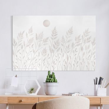 Impression sur toile - Grasses And Moon In Silver