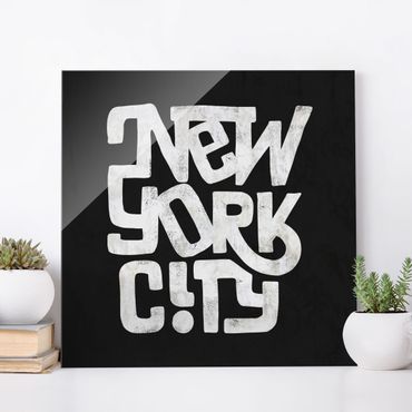 Tableau en verre - Graffiti Art Calligraphy New York City Black
