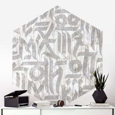 Papier peint panoramique hexagonal autocollant - Graffiti Art Calligraphy