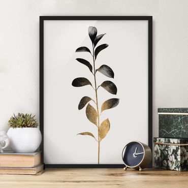 Framed poster - Graphical Plant World - Gold And Grey