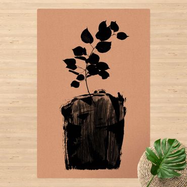 Tapis en liège - Graphical Plant World - Black Leaves - Format portrait 2:3