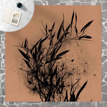 Tapis en liège - Graphical Plant World - Black Bamboo - Carré 1:1