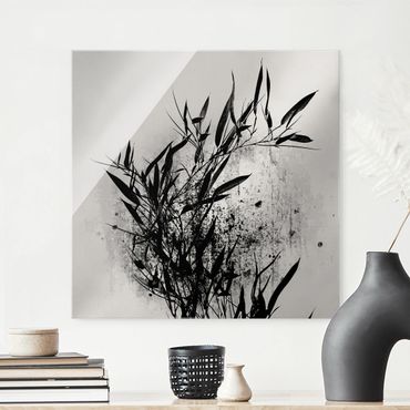 Tableau en verre - Graphical Plant World - Black Bamboo