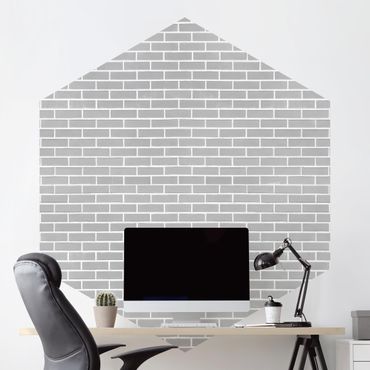 Papier peint panoramique hexagonal autocollant - Gray Brick Wall