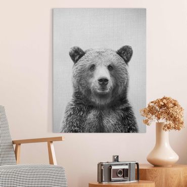 Tableau sur toile - Grizzly Bear Gustel Black And White - Format portrait 3:4