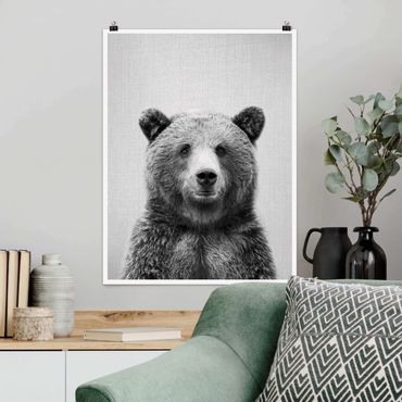 Poster reproduction - Grizzly Bear Gustel Black And White