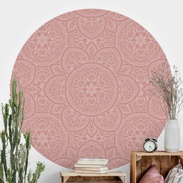 Papier peint rond autocollant - Large Mandala Pattern In Antique Pink