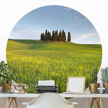 Papier peint rond autocollant - Green Field In Tuscany