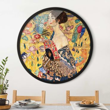 Tableau rond encadré - Gustav Klimt - Lady With Fan