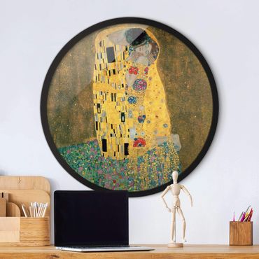 Tableau rond encadré - Gustav Klimt - The Kiss