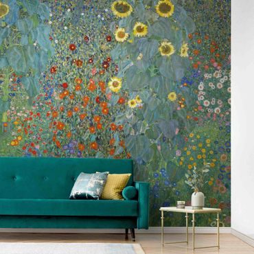 Metallic wallpaper - Gustav Klimt - Garden Sunflowers