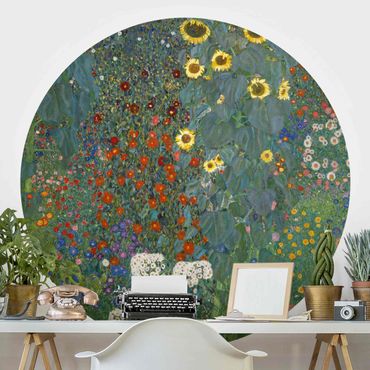 Papier peint rond autocollant - Gustav Klimt - Garden Sunflowers