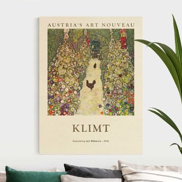 Tableau sur toile naturel - Gustav Klimt - Path Through The Garden With Chickens - Museum Edition - Format portrait 3:4