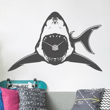 Sticker mural horloge - Shark