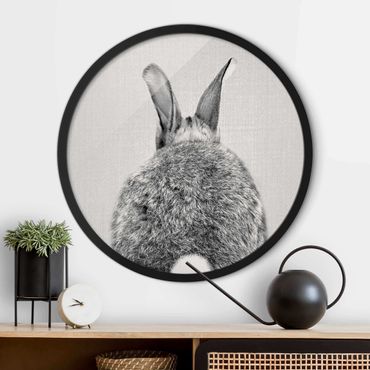 Tableau rond encadré - Hare From Behind Black And White