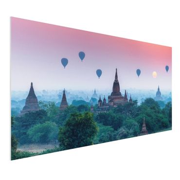 Impression sur forex - Hot-Air Balloon Above Temple Complex  - Format paysage 2:1