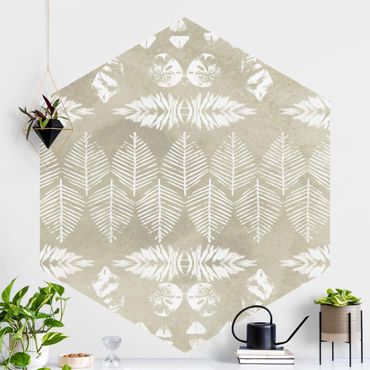 Papier peint hexagonal autocollant avec dessins - Bright Tropical Ethno Design