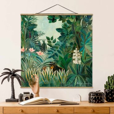 Tableau en tissu avec porte-affiche - Henri Rousseau - The Equatorial Jungle - Carré 1:1