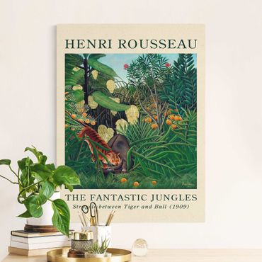 Tableau sur toile naturel - Henri Rousseau - Fight Between A Tiger And A Buffalo - Museum Edition - Format portrait 3:4