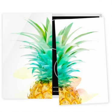 Cache plaques de cuisson en verre - Pineapple Watercolour