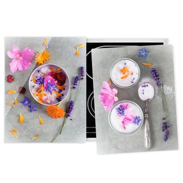 Cache plaques de cuisson en verre - Flowers with sugar