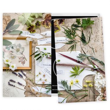 Cache plaques de cuisson en verre - Flowers And Garden Herbs Vintage