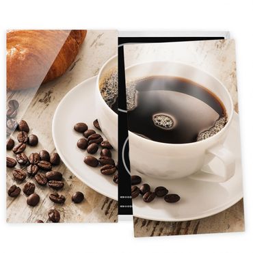 Cache plaques de cuisson en verre - Steaming coffee cup with coffee beans