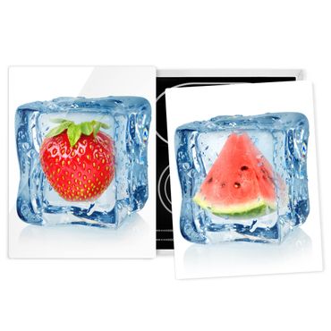Cache plaques de cuisson en verre - Strawberry and melon in the ice cube