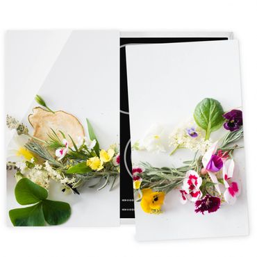 Cache plaques de cuisson en verre - Fresh Herbs With Edible Flowers