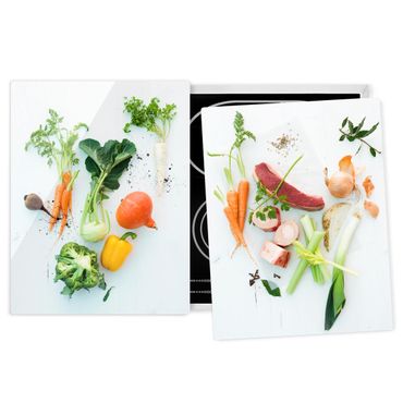 Cache plaques de cuisson en verre - Vegetables and beef bouillon