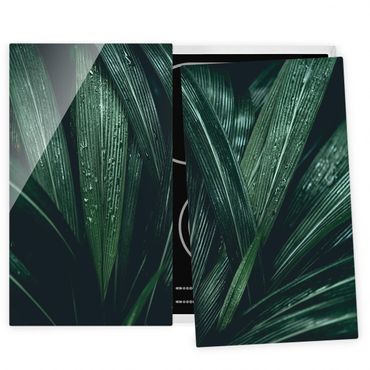 Cache plaques de cuisson en verre - Green Palm Leaves