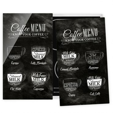 Cache plaques de cuisson en verre - Coffee Varieties Chalkboard