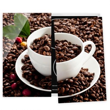 Cache plaques de cuisson en verre - Coffee Cup With Roasted Coffee Beans