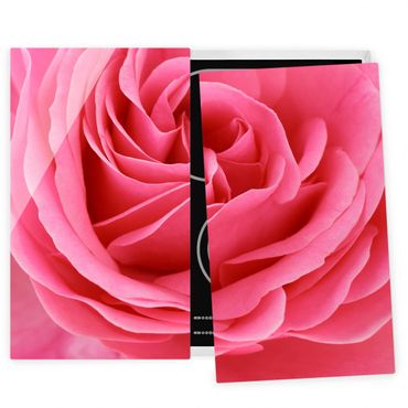 Cache plaques de cuisson en verre - Lustful Pink Rose