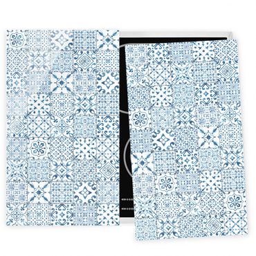 Cache plaques de cuisson en verre - Patterned Tiles Blue White