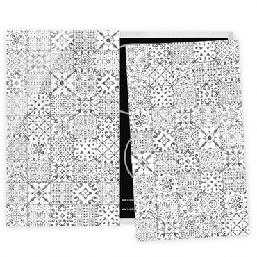 Cache plaques de cuisson en verre - Patterned Tiles Gray White