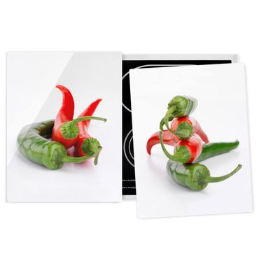Cache plaques de cuisson en verre - Red and green peppers