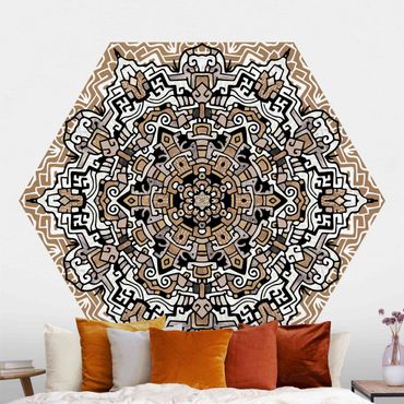 Papier peint hexagonal autocollant avec dessins - Hexagonal Mandala With Details