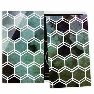 Cache plaques de cuisson - Hexagonal Dreams Watercolour In Green