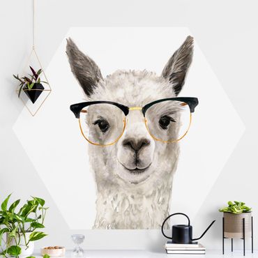 Papier peint hexagonal autocollant avec dessins - Hip Lama With Glasses I