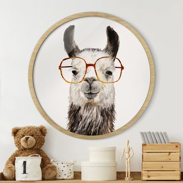 Tableau rond encadré - Hip Lama With Glasses IV