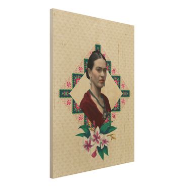 Tableau en bois - Frida Kahlo - Flowers And Geometry